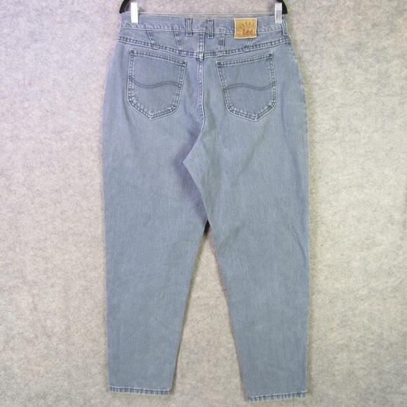 Lee Jeans Womens 16 Petite Light Blue Made in USA High Rise Tapered 100% Cotton - Picture 6 of 9